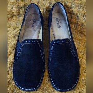 Softspots Black Leather Suede Slip-in Loafers - Size 9.5M